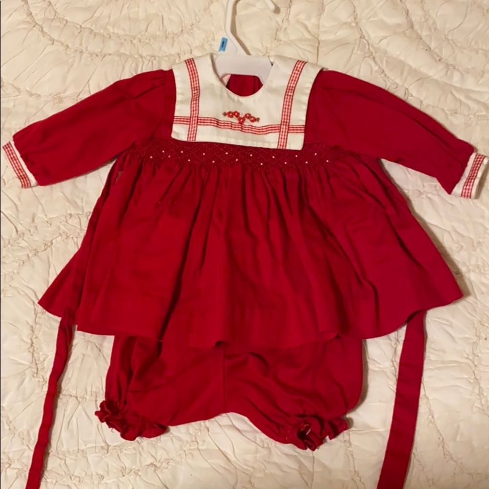 Red dress and bloomer set